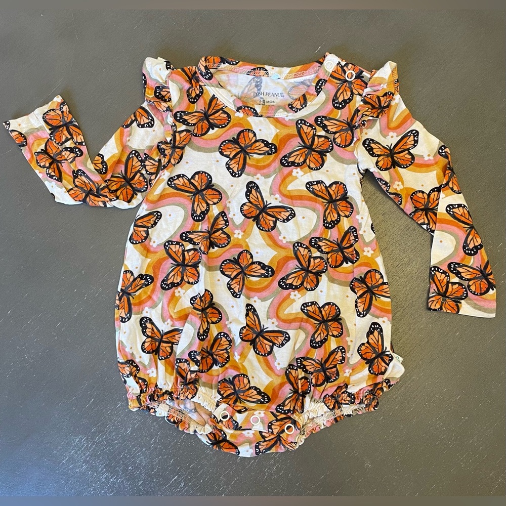 Posh Peanut Monarch Butterfly Bubble Romper